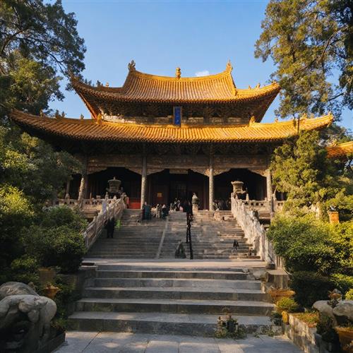 昆明金殿风景区，中国目前最大的纯铜铸殿就在这里